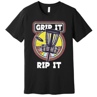 Funny Retro Grip and Rip It Disc Golf Premium T-Shirt