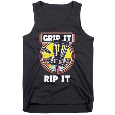 Funny Retro Grip and Rip It Disc Golf Tank Top