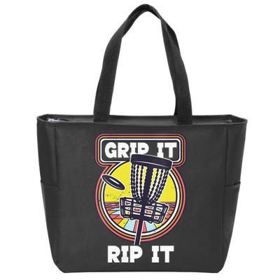 Funny Retro Grip and Rip It Disc Golf Zip Tote Bag