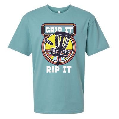 Funny Retro Grip and Rip It Disc Golf Sueded Cloud Jersey T-Shirt