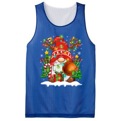 Funny Reindeer Gnome And Basketball Ball Christmas Lights Xmas Gift Mesh Reversible Basketball Jersey Tank