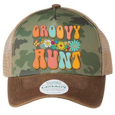 Funny Retro Groovy Birthday Family Matching Cute Groovy Aunt Legacy Tie Dye Trucker Hat