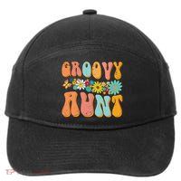 Funny Retro Groovy Birthday Family Matching Cute Groovy Aunt 7-Panel Snapback Hat