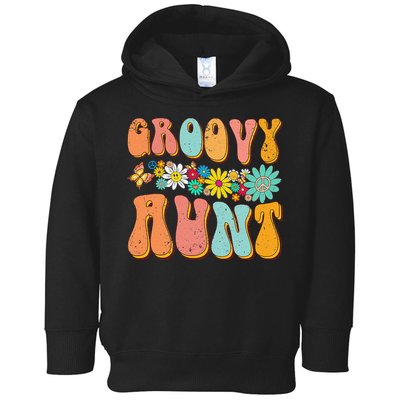 Funny Retro Groovy Birthday Family Matching Cute Groovy Aunt Toddler Hoodie
