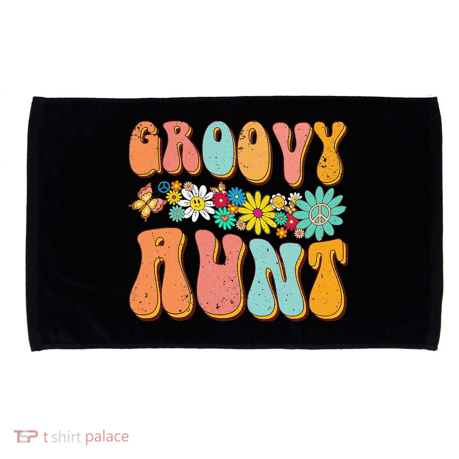Funny Retro Groovy Birthday Family Matching Cute Groovy Aunt Microfiber Hand Towel