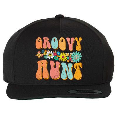 Funny Retro Groovy Birthday Family Matching Cute Groovy Aunt Wool Snapback Cap