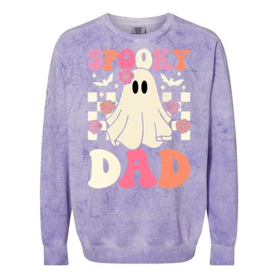 Family Retro Groovy Spooky Dad Halloween Ghost Costume Gift Colorblast Crewneck Sweatshirt