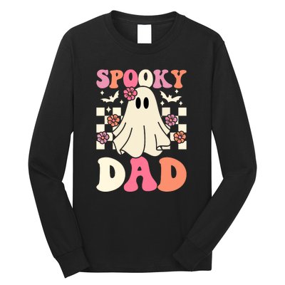 Family Retro Groovy Spooky Dad Halloween Ghost Costume Gift Long Sleeve Shirt