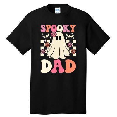 Family Retro Groovy Spooky Dad Halloween Ghost Costume Gift Tall T-Shirt