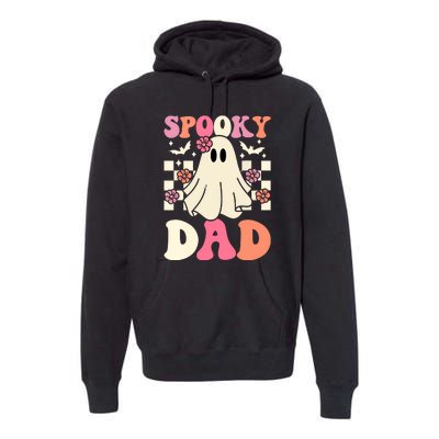 Family Retro Groovy Spooky Dad Halloween Ghost Costume Gift Premium Hoodie