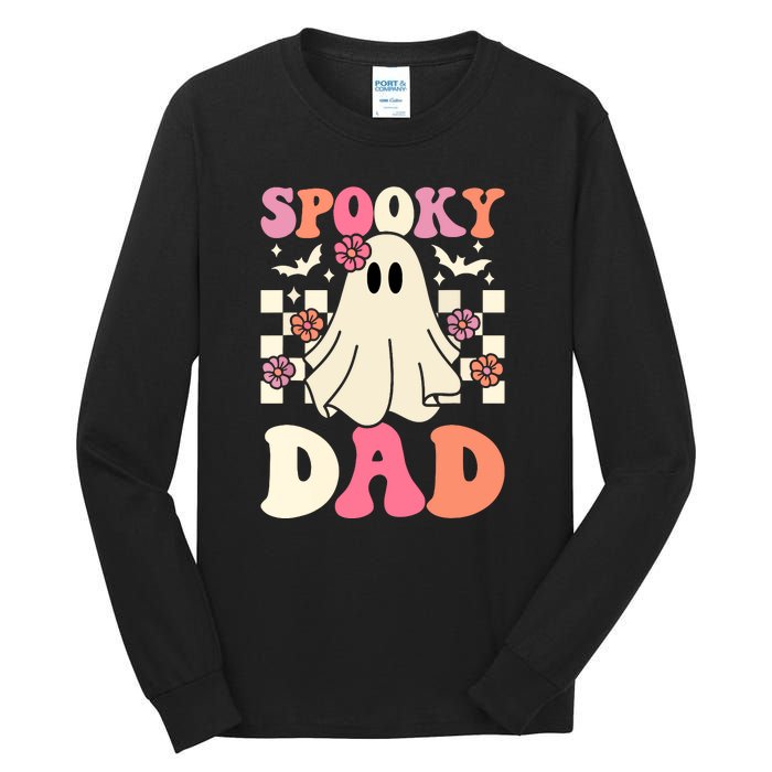 Family Retro Groovy Spooky Dad Halloween Ghost Costume Gift Tall Long Sleeve T-Shirt