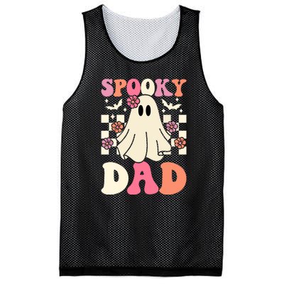 Family Retro Groovy Spooky Dad Halloween Ghost Costume Gift Mesh Reversible Basketball Jersey Tank