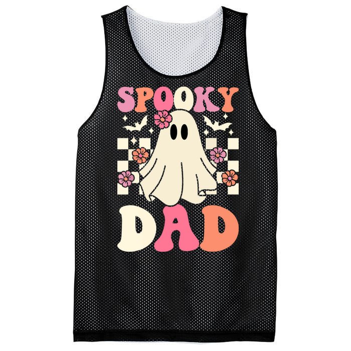 Family Retro Groovy Spooky Dad Halloween Ghost Costume Gift Mesh Reversible Basketball Jersey Tank