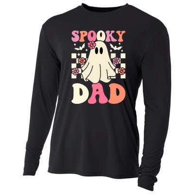 Family Retro Groovy Spooky Dad Halloween Ghost Costume Gift Cooling Performance Long Sleeve Crew