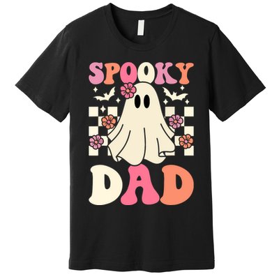 Family Retro Groovy Spooky Dad Halloween Ghost Costume Gift Premium T-Shirt