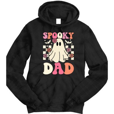 Family Retro Groovy Spooky Dad Halloween Ghost Costume Gift Tie Dye Hoodie