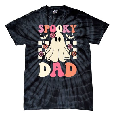 Family Retro Groovy Spooky Dad Halloween Ghost Costume Gift Tie-Dye T-Shirt