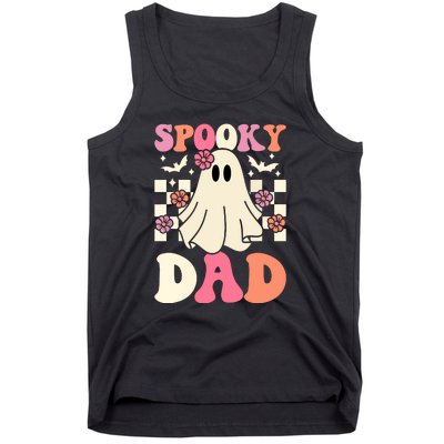 Family Retro Groovy Spooky Dad Halloween Ghost Costume Gift Tank Top