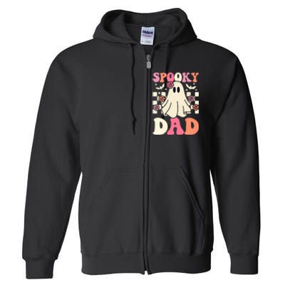 Family Retro Groovy Spooky Dad Halloween Ghost Costume Gift Full Zip Hoodie