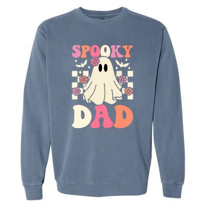 Family Retro Groovy Spooky Dad Halloween Ghost Costume Gift Garment-Dyed Sweatshirt