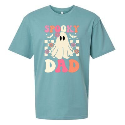 Family Retro Groovy Spooky Dad Halloween Ghost Costume Gift Sueded Cloud Jersey T-Shirt