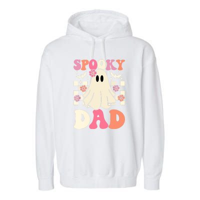 Family Retro Groovy Spooky Dad Halloween Ghost Costume Gift Garment-Dyed Fleece Hoodie