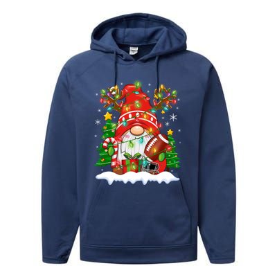 Funny Reindeer Gnome And Football Ball Christmas Lights Xmas Gift Performance Fleece Hoodie