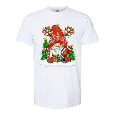 Funny Reindeer Gnome And Football Ball Christmas Lights Xmas Gift Softstyle® CVC T-Shirt