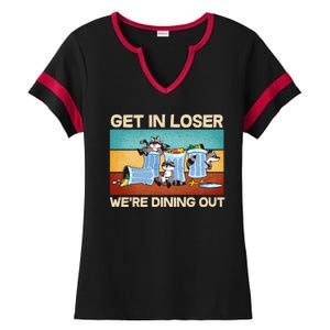 Funny Raccoons Get In Loser We're Dining Out Ladies Halftime Notch Neck Tee