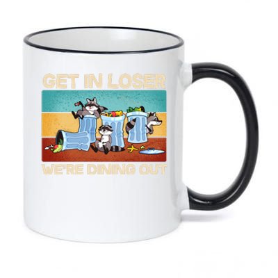 Funny Raccoons Get In Loser We're Dining Out 11oz Black Color Changing Mug