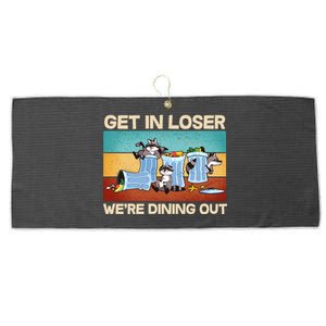 Funny Raccoons Get In Loser We're Dining Out Large Microfiber Waffle Golf Towel