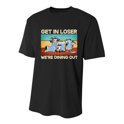 Funny Raccoons Get In Loser We're Dining Out Youth Performance Sprint T-Shirt