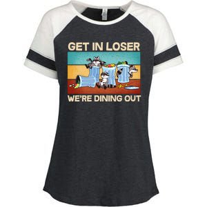 Funny Raccoons Get In Loser We're Dining Out Enza Ladies Jersey Colorblock Tee