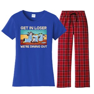 Funny Raccoons Get In Loser We're Dining Out Women's Flannel Pajama Set