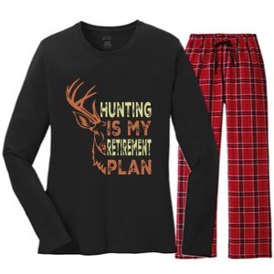 Funny Retirement Gifts For Hunting Is My Retirement Plan Women's Long Sleeve Flannel Pajama Set 