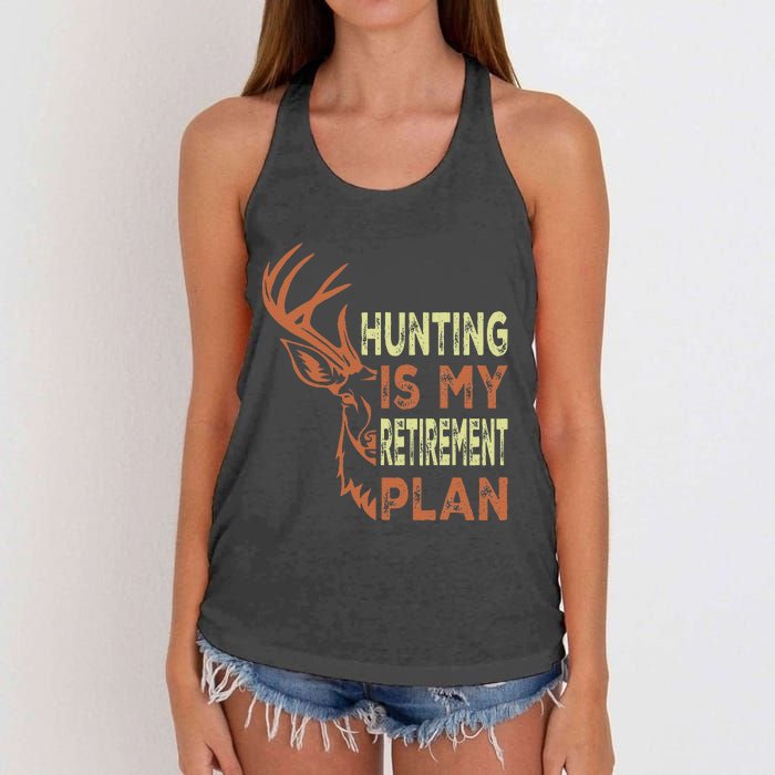 Funny Retirement Gifts For Hunting Is My Retirement Plan Women's Knotted Racerback Tank