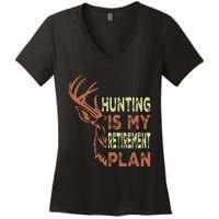 Funny Retirement Gifts For Hunting Is My Retirement Plan Women's V-Neck T-Shirt