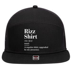 Funny Rizz Gen Z Gen Alpha Slang Charisma Meme Rizz 7 Panel Mesh Trucker Snapback Hat