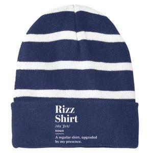 Funny Rizz Gen Z Gen Alpha Slang Charisma Meme Rizz Striped Beanie with Solid Band