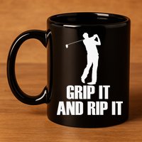 Funny Retro Grip and Rip It Disc Golf 11oz C Handle Ceramic Mug