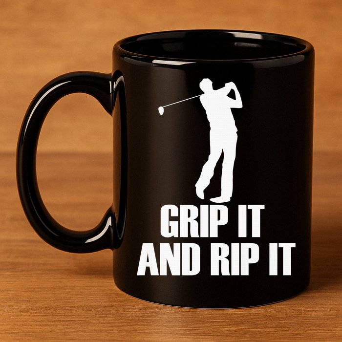 Funny Retro Grip and Rip It Disc Golf 11oz C Handle Ceramic Mug