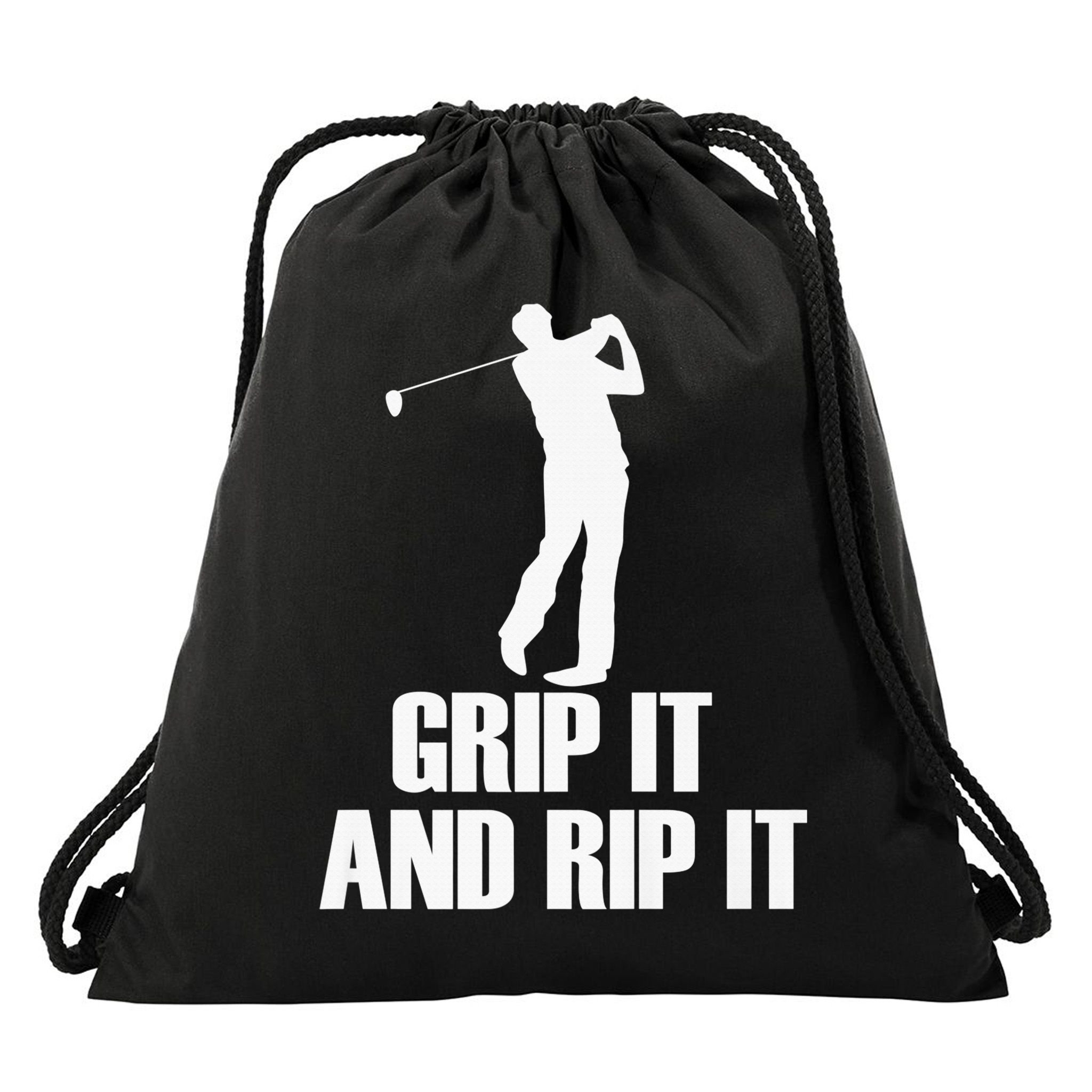 Funny Retro Grip and Rip It Disc Golf Drawstring Bag