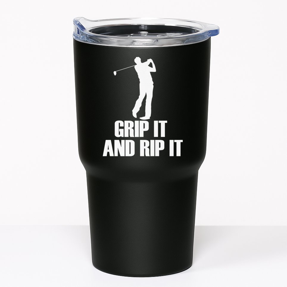Funny Retro Grip and Rip It Disc Golf Tumbler