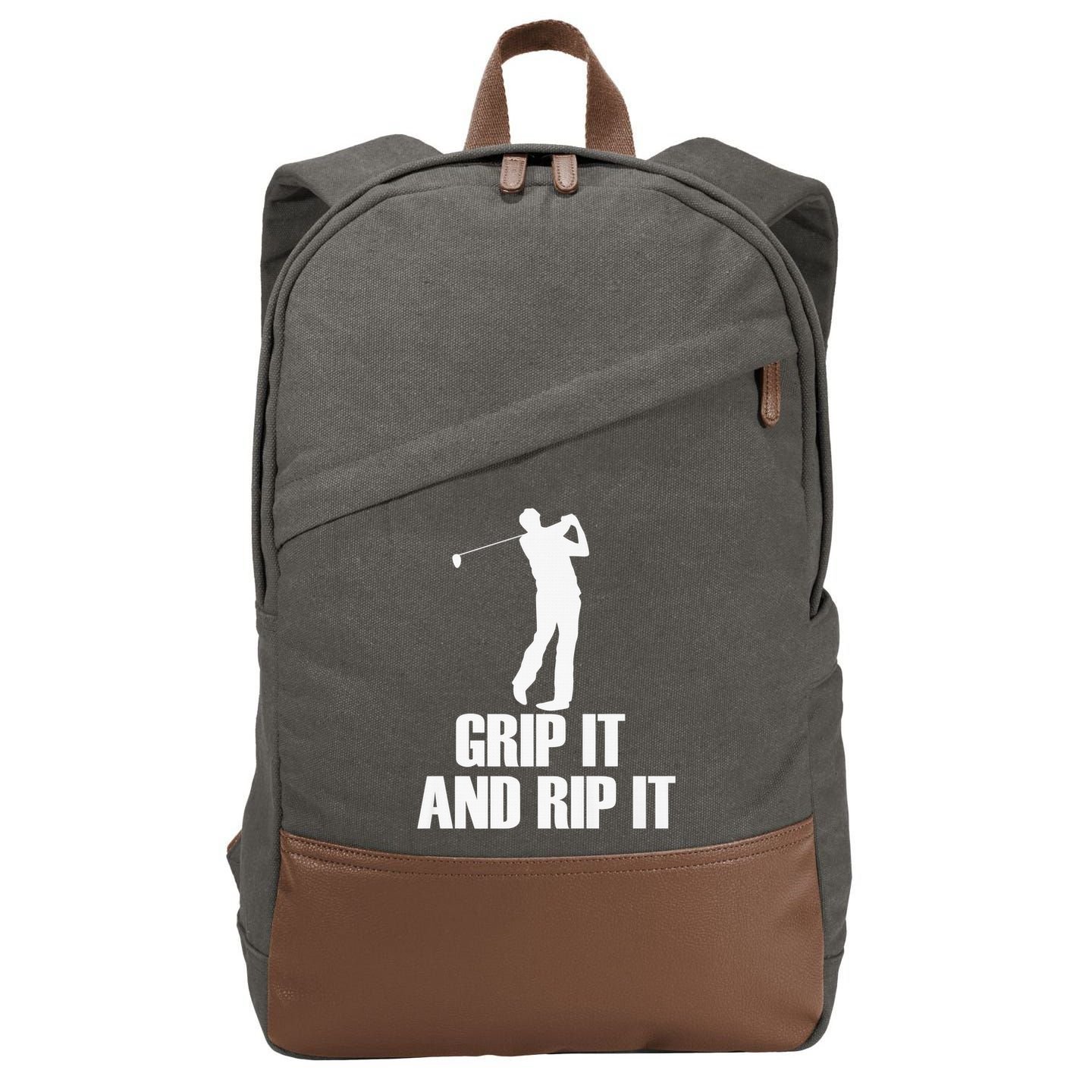 Funny Retro Grip and Rip It Disc Golf Cotton Canvas Backpack