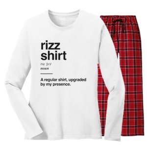 Funny Rizz Gen Z Gen Alpha Slang Charisma Meme Rizz Women's Long Sleeve Flannel Pajama Set 