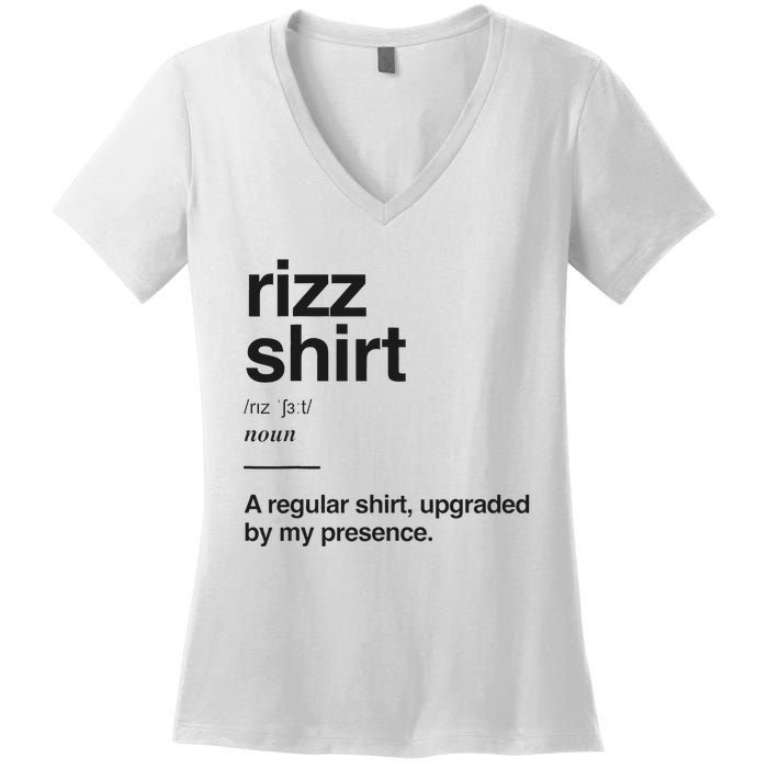 Funny Rizz Gen Z Gen Alpha Slang Charisma Meme Rizz Women's V-Neck T-Shirt