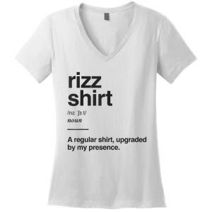 Funny Rizz Gen Z Gen Alpha Slang Charisma Meme Rizz Women's V-Neck T-Shirt