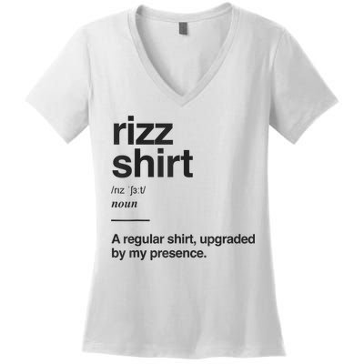 Funny Rizz Gen Z Gen Alpha Slang Charisma Meme Rizz Women's V-Neck T-Shirt