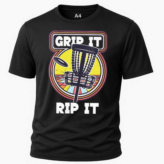 Funny Retro Grip and Rip It Disc Golf Cooling Performance Crew T-Shirt