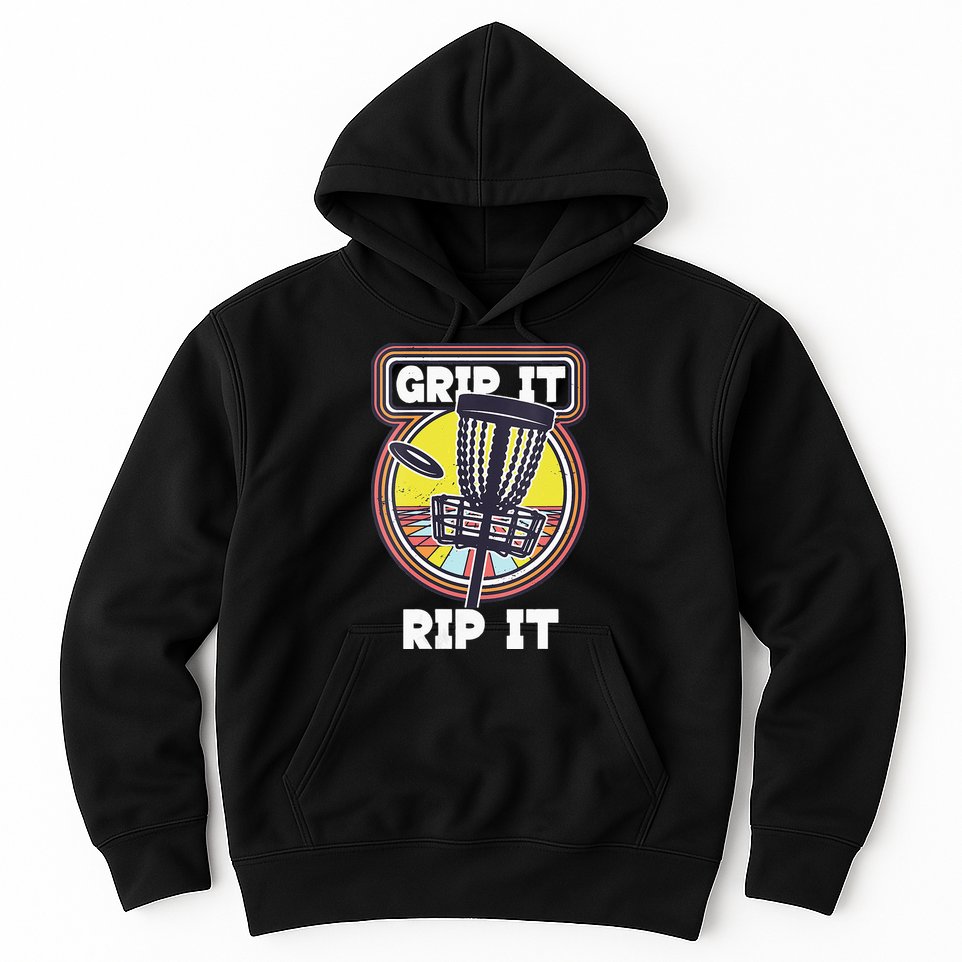 Funny Retro Grip and Rip It Disc Golf Hoodie